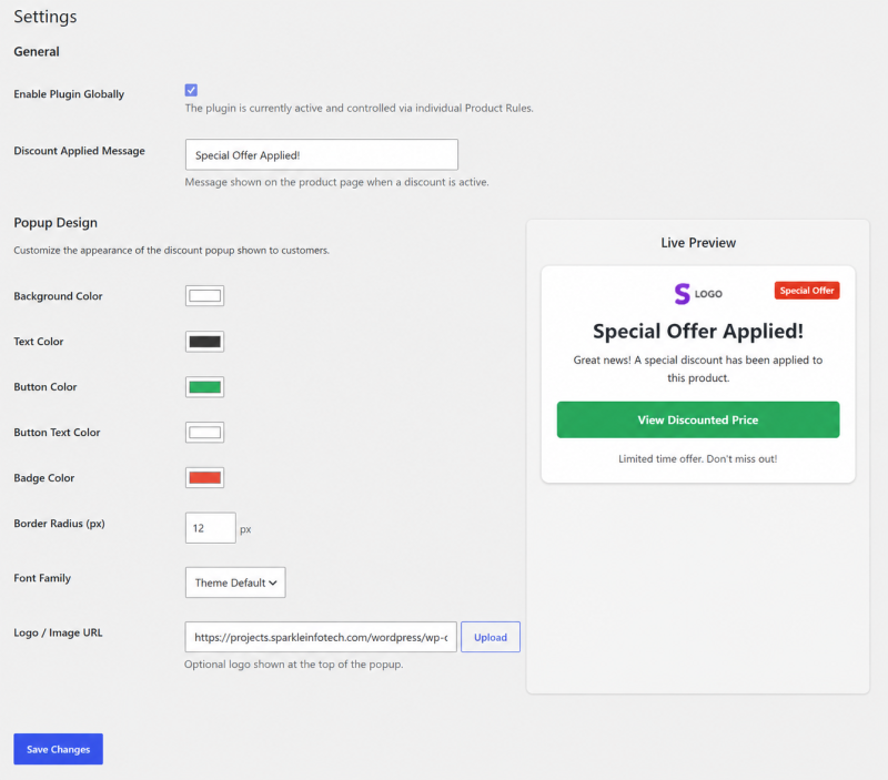 Popup Design Settings